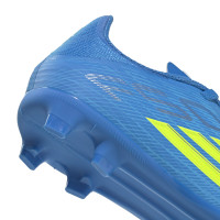 adidas F50 League Grass/Artificial Grass Football Boots (MG) Kids Blue Neon Yellow