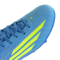 adidas F50 League Grass/Artificial Grass Football Boots (MG) Kids Blue Neon Yellow