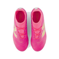 New Balance Tekela V5 Team Gras Voetbalschoenen (FG) Kids Felroze Wit Goud