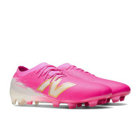 New Balance Furon V8 Elite Gras Voetbalschoenen (FG) Felroze Wit Goud