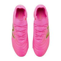New Balance Tekela V5 Elite Low Gras Voetbalschoenen (FG) Felroze Wit Goud