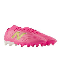 New Balance Tekela V5 Team Low Gras Voetbalschoenen (FG) Felroze Wit Goud
