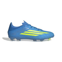 adidas F50 League Gazon Naturel Gazon Artificiel Chaussures de Foot (MG) Bleu Néon Jaune