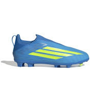 adidas F50 League Veterloze Gras / Kunstgras Voetbalschoenen (MG) Kids Blauw Neongeel