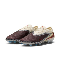 Nike Phantom 6 Low Elite Gras Voetbalschoenen (FG) Gebroken Wit Bordeauxrood Rood