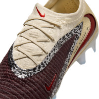 Nike Phantom 6 Low Elite Gras Voetbalschoenen (FG) Gebroken Wit Bordeauxrood Rood