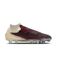 Nike Phantom 6 High Elite Grass Football Boots (FG) Off White Burgundy Red