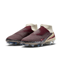 Nike Phantom 6 High Elite Grass Football Boots (FG) Off White Burgundy Red