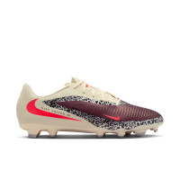 Nike Phantom 6 Low Academy Gras / Kunstgras Voetbalschoenen (MG) Gebroken Wit Bordeauxrood Rood