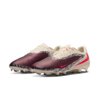 Nike Phantom 6 Low Academy Gras / Kunstgras Voetbalschoenen (MG) Gebroken Wit Bordeauxrood Rood