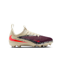 Nike Phantom 6 Low Academy Gras / Kunstgras Voetbalschoenen (MG) Kids Gebroken Wit Bordeauxrood Rood