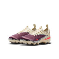 Nike Phantom 6 Low Academy Gras / Kunstgras Voetbalschoenen (MG) Kids Gebroken Wit Bordeauxrood Rood