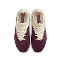 Nike Phantom 6 Low Academy Gras / Kunstgras Voetbalschoenen (MG) Kids Gebroken Wit Bordeauxrood Rood