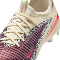 Nike Phantom 6 Low Academy Gras / Kunstgras Voetbalschoenen (MG) Kids Gebroken Wit Bordeauxrood Rood