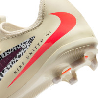 Nike Phantom 6 Low Academy Gras / Kunstgras Voetbalschoenen (MG) Kids Gebroken Wit Bordeauxrood Rood