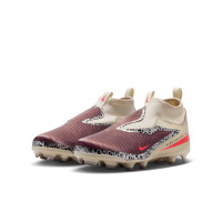 Nike Phantom 6 High Academy Gras / Kunstgras Voetbalschoenen (MG) Kids Gebroken Wit Bordeauxrood Rood