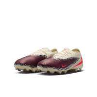 Nike Phantom 6 Low Pro Gras / Kunstgras Voetbalschoenen (MG) Kids Gebroken Wit Bordeauxrood Rood