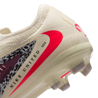 Nike Phantom 6 Low Pro Gras / Kunstgras Voetbalschoenen (MG) Kids Gebroken Wit Bordeauxrood Rood