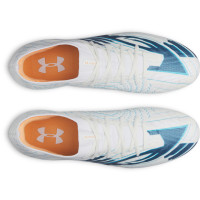 Under Armour Shadow Pro 4 Gras Voetbalschoenen (FG) Wit Donkerblauw Azuurblauw Oranje