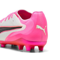 PUMA King 20 Ultimate Gras Voetbalschoenen (FG) Wit Felroze Blauw Geel
