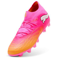 PUMA Future 9 Pro Gras / Kunstgras Voetbalschoenen (MG) Kids Felroze Blauw Geel
