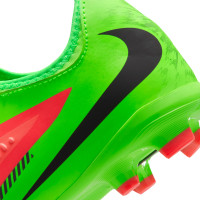 Nike Phantom 6 Low Haaland Academy Gras / Kunstgras Voetbalschoenen (MG) Kids Felgroen Rood Zwart