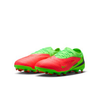 Nike Phantom 6 Low Haaland Pro Gras / Kunstgras Voetbalschoenen (MG) Kids Felgroen Rood Zwart
