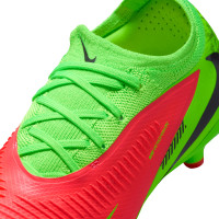 Nike Phantom 6 Low Haaland Pro Gras / Kunstgras Voetbalschoenen (MG) Kids Felgroen Rood Zwart