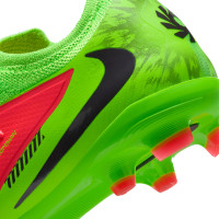 Nike Phantom 6 Low Haaland Pro Gras / Kunstgras Voetbalschoenen (MG) Kids Felgroen Rood Zwart