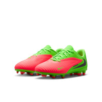 Nike Phantom 6 Low Haaland Club Gras / Kunstgras Voetbalschoenen (MG) Kids Felgroen Rood Zwart
