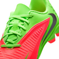 Nike Phantom 6 Low Haaland Club Gras / Kunstgras Voetbalschoenen (MG) Kids Felgroen Rood Zwart
