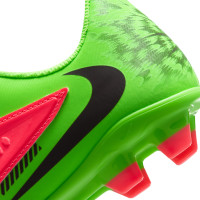 Nike Phantom 6 Low Haaland Club Gras / Kunstgras Voetbalschoenen (MG) Kids Felgroen Rood Zwart