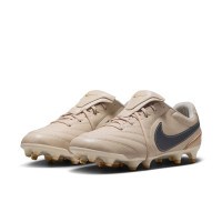 Nike Tiempo Ligera Pro Gras Voetbalschoenen (FG) Beige Zwart Goud