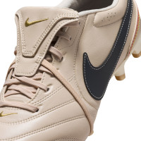 Nike Tiempo Ligera Pro Gras Voetbalschoenen (FG) Beige Zwart Goud