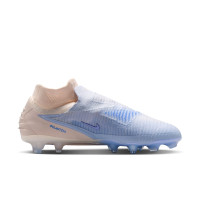 Nike Phantom 6 High LV8 Elite Gras Voetbalschoenen (FG) Gebroken Wit Lichtblauw Blauw