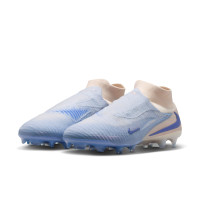 Nike Phantom 6 High LV8 Elite Gras Voetbalschoenen (FG) Gebroken Wit Lichtblauw Blauw