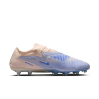 Nike Phantom 6 Low LV8 Elite Kunstgras Voetbalschoenen (AG) Gebroken Wit Lichtblauw Blauw