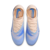 Nike Phantom 6 Low LV8 Elite Kunstgras Voetbalschoenen (AG) Gebroken Wit Lichtblauw Blauw