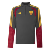 adidas AS Roma Trainingstrui 1/4-Zip 2026-2027 Kids Donkergrijs Rood Oranje