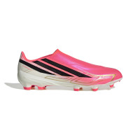 adidas F50 Hyperfast League Laceless Grass Football Boots (FG) Hot Pink Black Gold White
