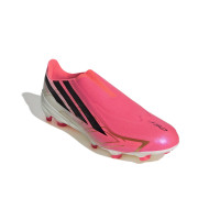 adidas F50 Hyperfast League Laceless Grass Football Boots (FG) Hot Pink Black Gold White