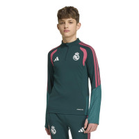 adidas Real Madrid Trainingspak 1/4-Zip 2026-2027 Kids Donkergroen Roze Wit