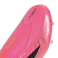 adidas F50 Hyperfast Elite Laceless Grass Football Boots (FG) Kids Hot Pink Black Gold White