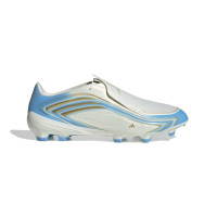adidas F50 Messi League Gras Voetbalschoenen (FG) Wit Lichtblauw Goud