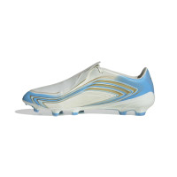 adidas F50 Messi League Gras Voetbalschoenen (FG) Wit Lichtblauw Goud