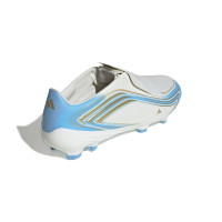 adidas F50 Messi League Gras Voetbalschoenen (FG) Wit Lichtblauw Goud