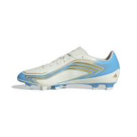 adidas F50 Messi Club Gras / Kunstgras Voetbalschoenen (MG) Wit Lichtblauw Goud