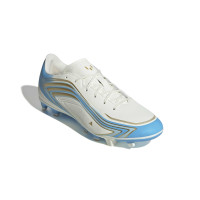 adidas F50 Messi Club Gras / Kunstgras Voetbalschoenen (MG) Wit Lichtblauw Goud