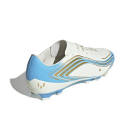 adidas F50 Messi Club Gras / Kunstgras Voetbalschoenen (MG) Wit Lichtblauw Goud