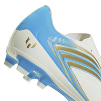 adidas F50 Messi Club Gras / Kunstgras Voetbalschoenen (MG) Wit Lichtblauw Goud